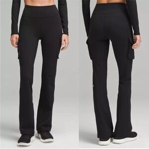 Lululemon 6 Everlux High-Rise Cargo Flared Pant 32.5" Black rare hiking gorpcore